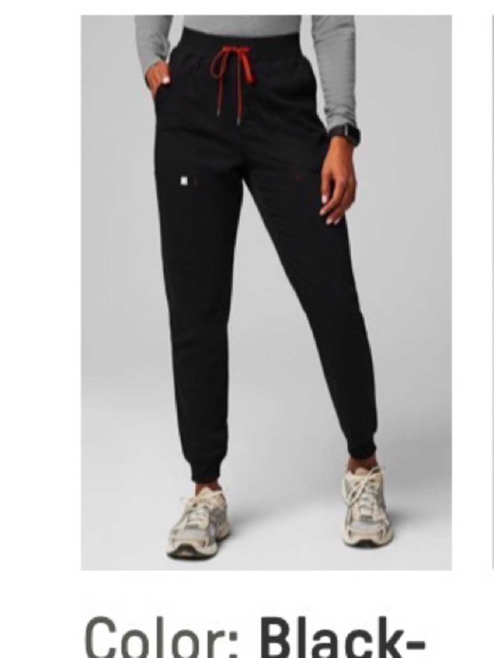 Black Jogger Scrub pants with Red Drawstring